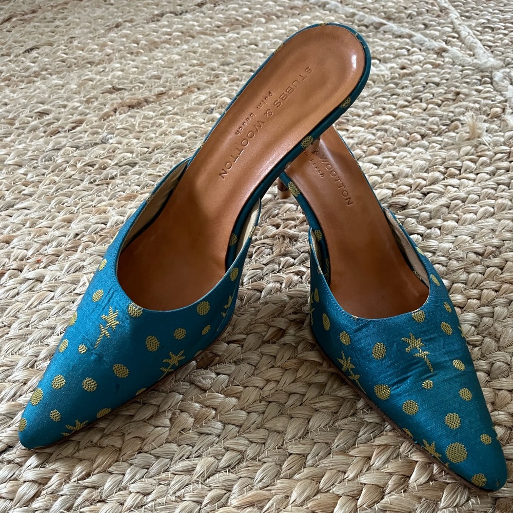 Stubbs & Wootton Blue and Gold Mules